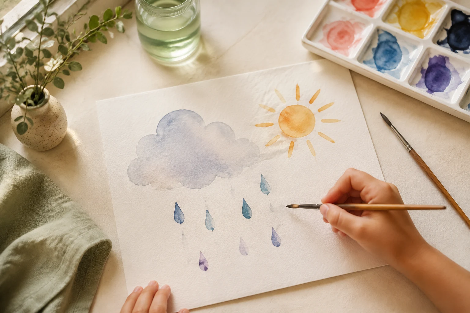 Actividad creativa Clima interior realizada con acuarelas
